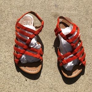 Joe's Jeans Red-Orange Strappy Suede Sandals - Size 5.5